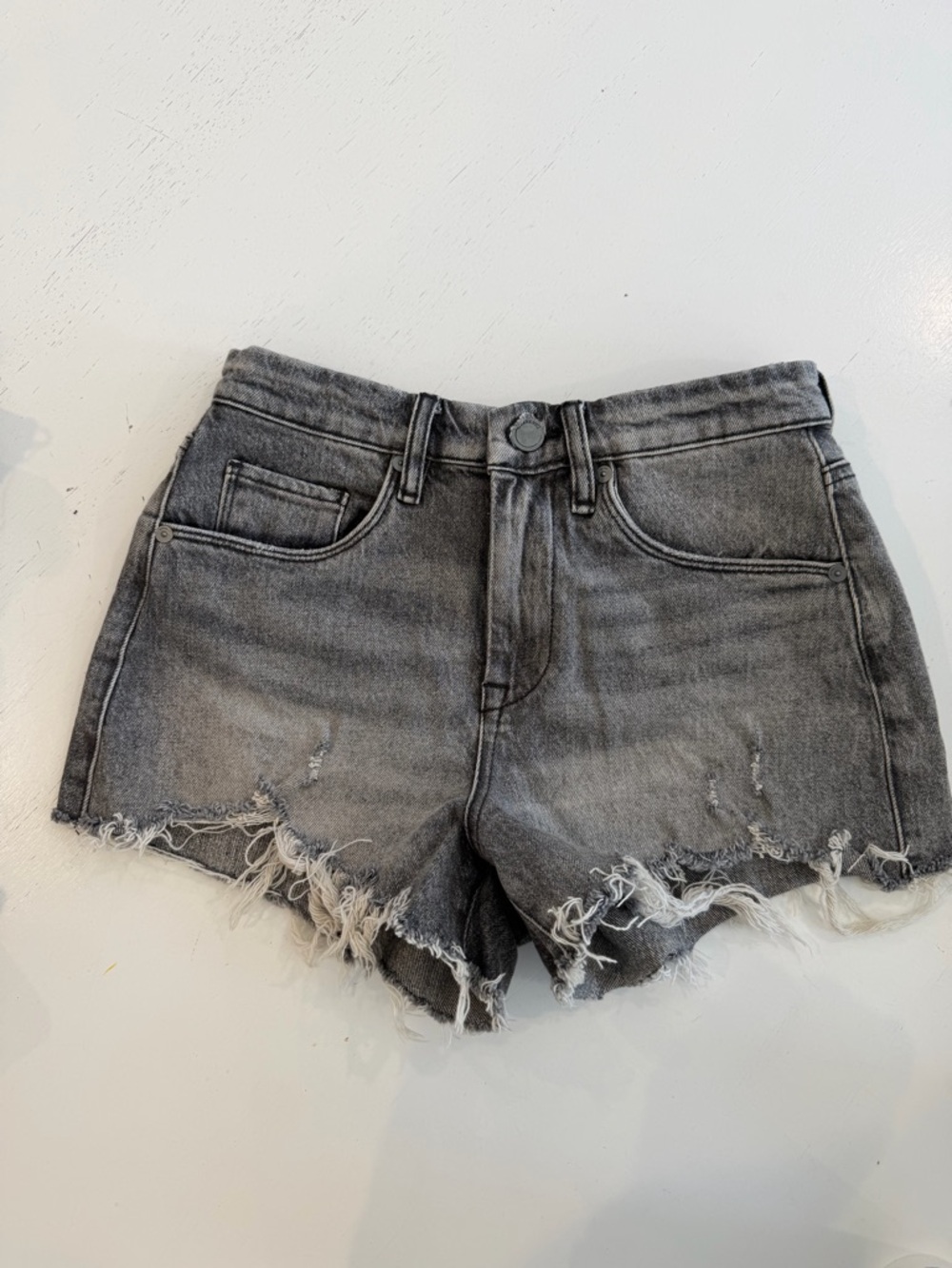 Blank NYC Gray Distressed Frayed Hem Jean Shorts